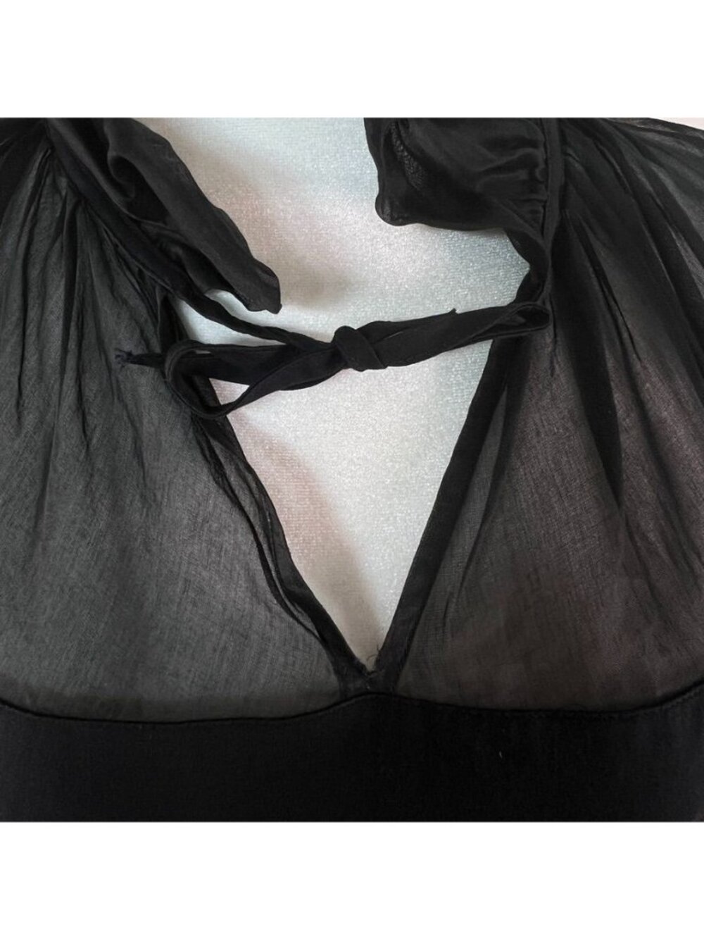Anne Fontaine Carmella 40 Black Sheer Organza Puff Sleeves French Edwardian Top - Picture 6 of 15